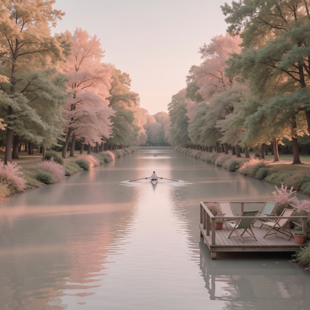 The long straight Bosbaan rowing course through the forest
