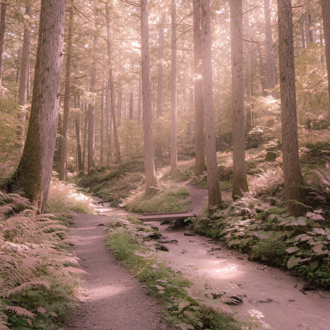 Trail through trees at Morningside Nature Preserve, Atlanta