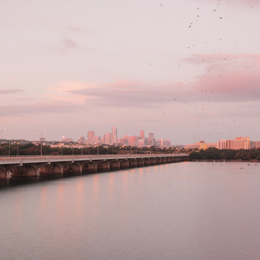 Congress Avenue Bridge at dusk, Austin