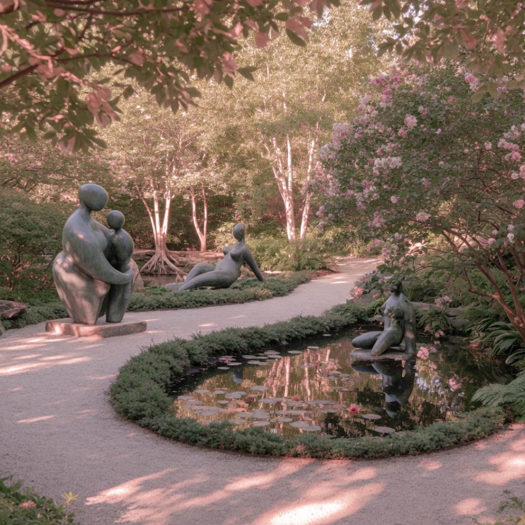 Sculpture garden paths at Umlauf, Austin
