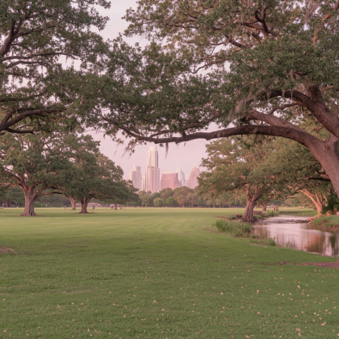 Open lawn at Zilker Park, Austin