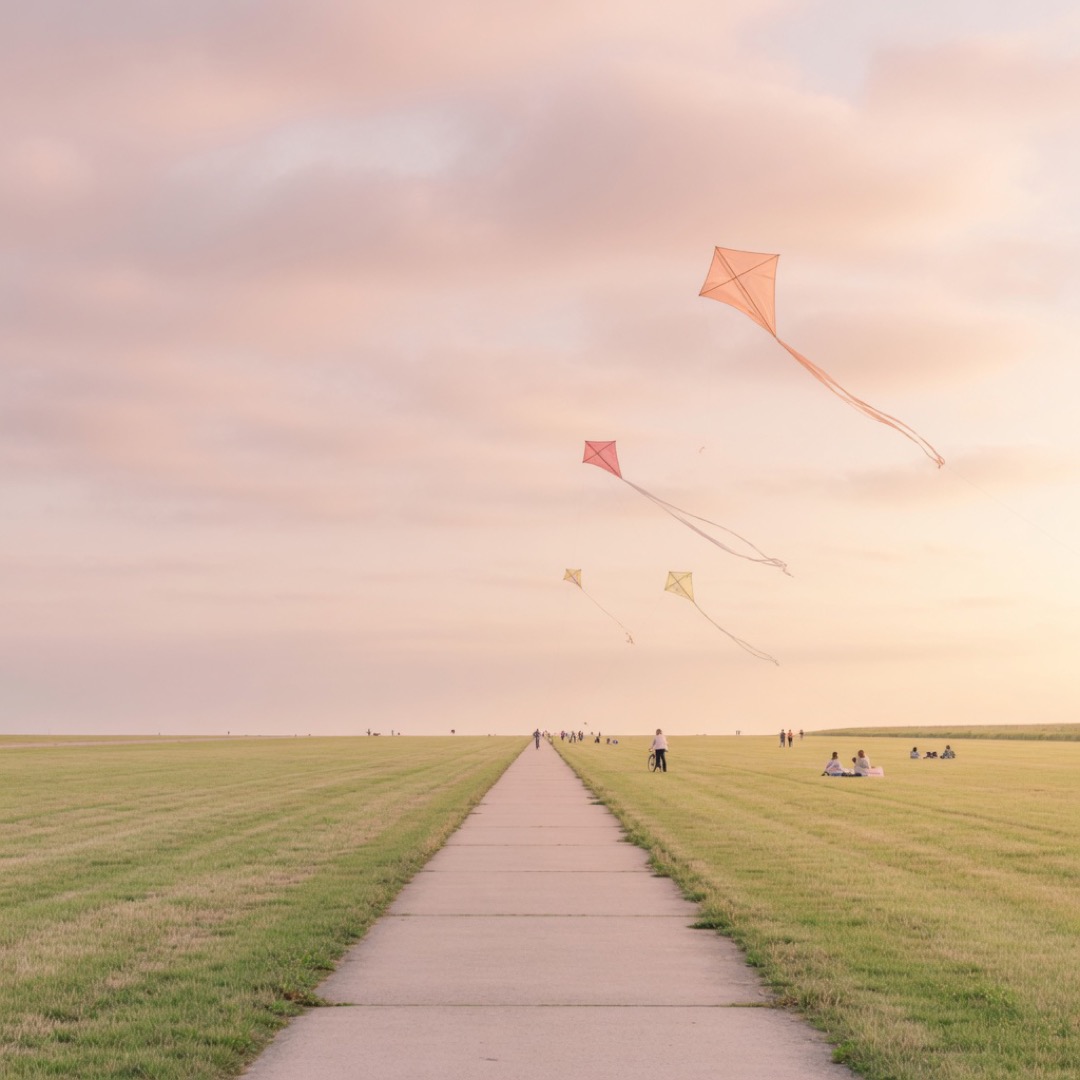 Open grassy field and wide sky at Tempelhofer Feld, Berlin
