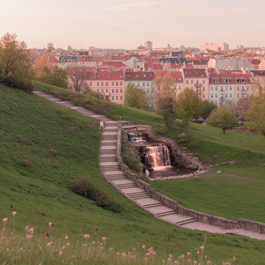 Hill path and greenery in Viktoriapark, Kreuzberg