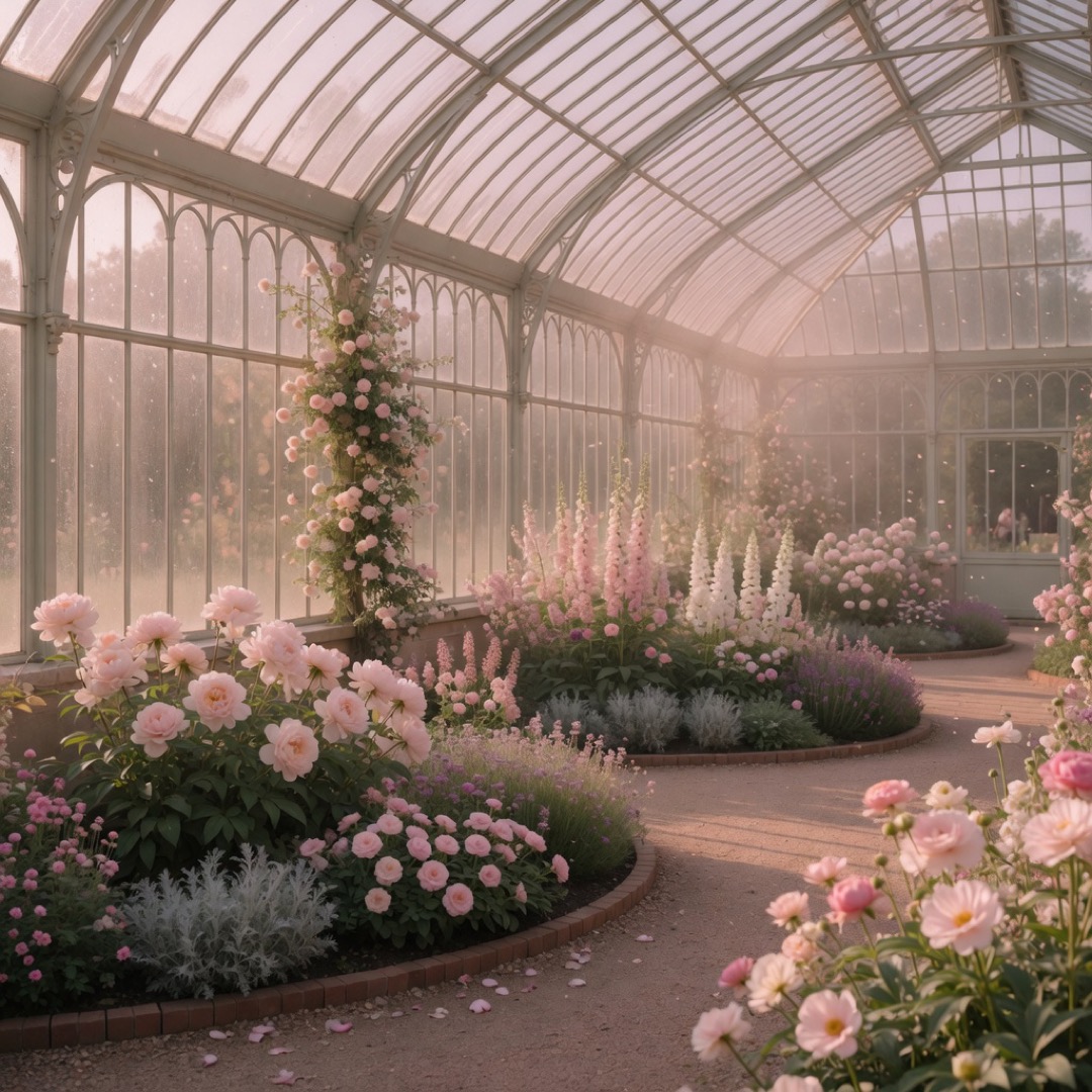 Garden paths and glasshouse character at Birmingham Botanical Gardens