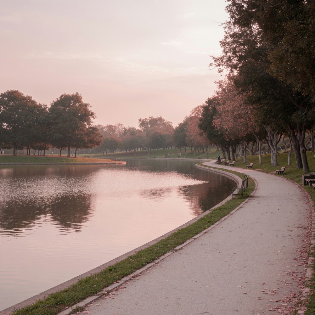 Path and open water at Edgbaston Reservoir, Birmingham