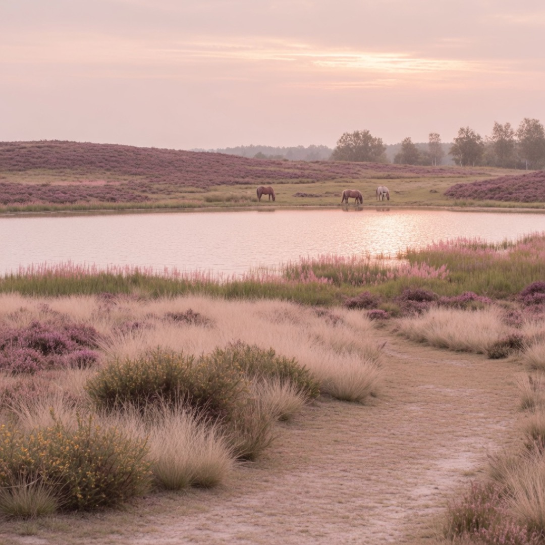 Open heathland and paths at Sutton Park near Birmingham