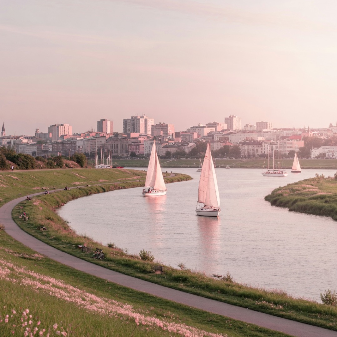 River path along the Charles River Esplanade, Boston
