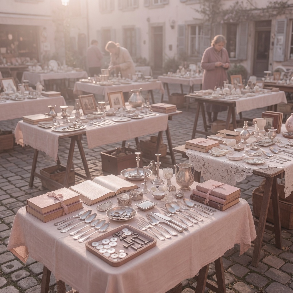 Antiques stalls on the cobbles of Place du Grand Sablon