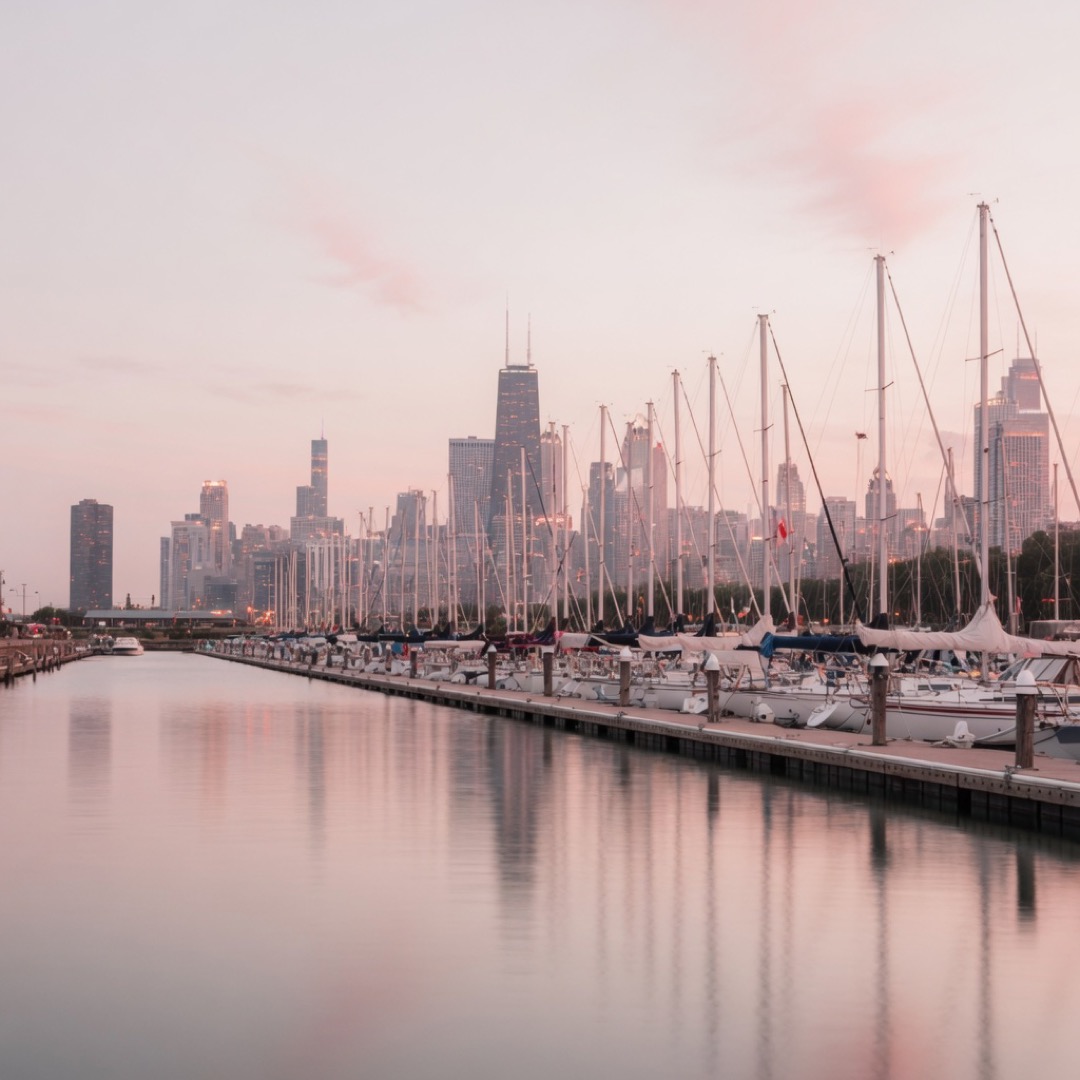 Marina and water at Burnham Park harbor, Chicago