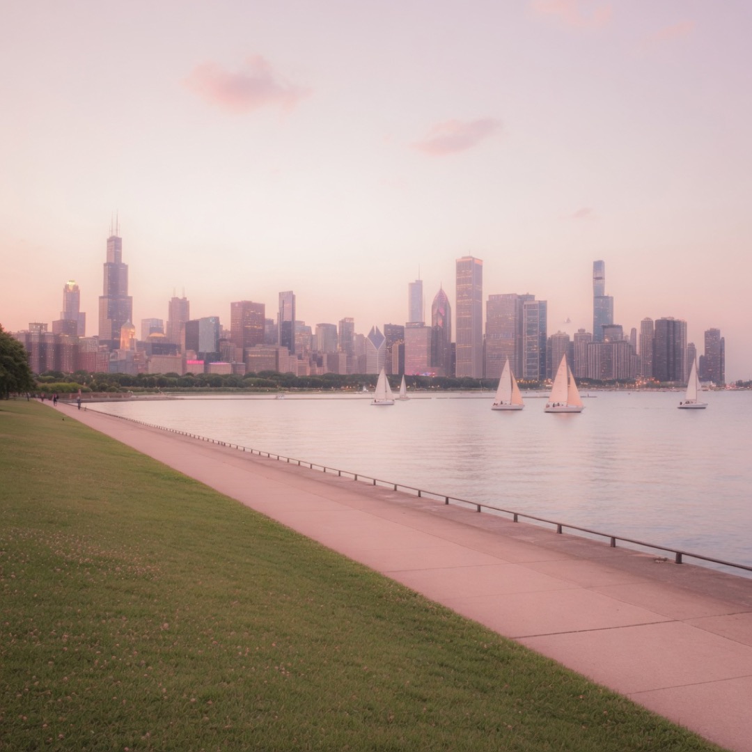 Lakeshore path along Lake Michigan in Chicago
