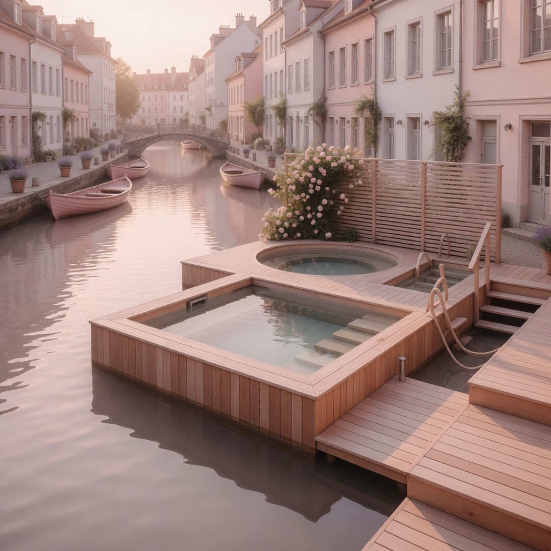 The calm designed waters of Sluseholmen Harbour Bath
