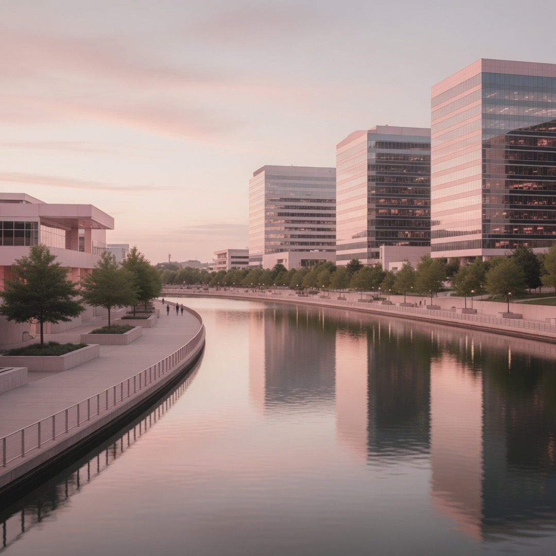 Water edge path at Lake Carolyn, Las Colinas