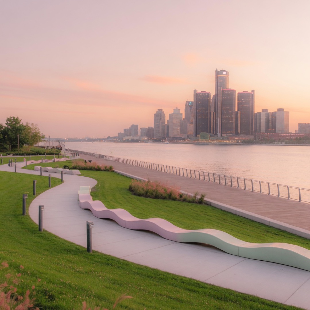 Skyline view from Riverside Park, Detroit