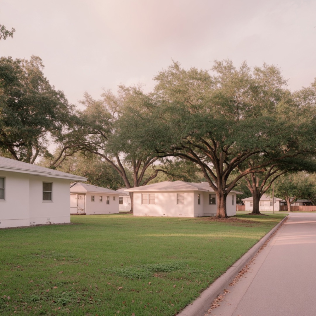 Shady lawn at the Menil campus, Houston