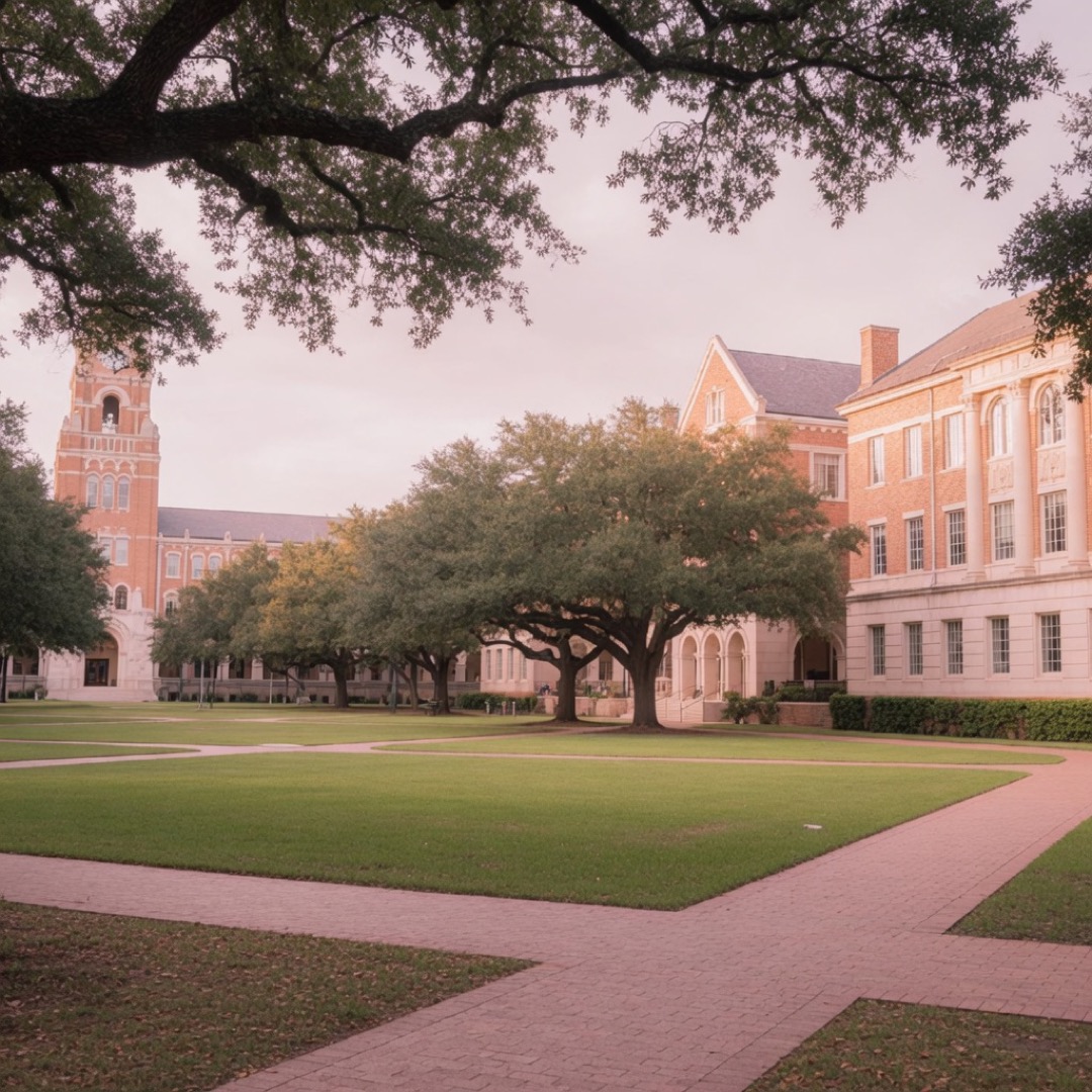 Tree-lined paths on the Rice University campus, Houston
