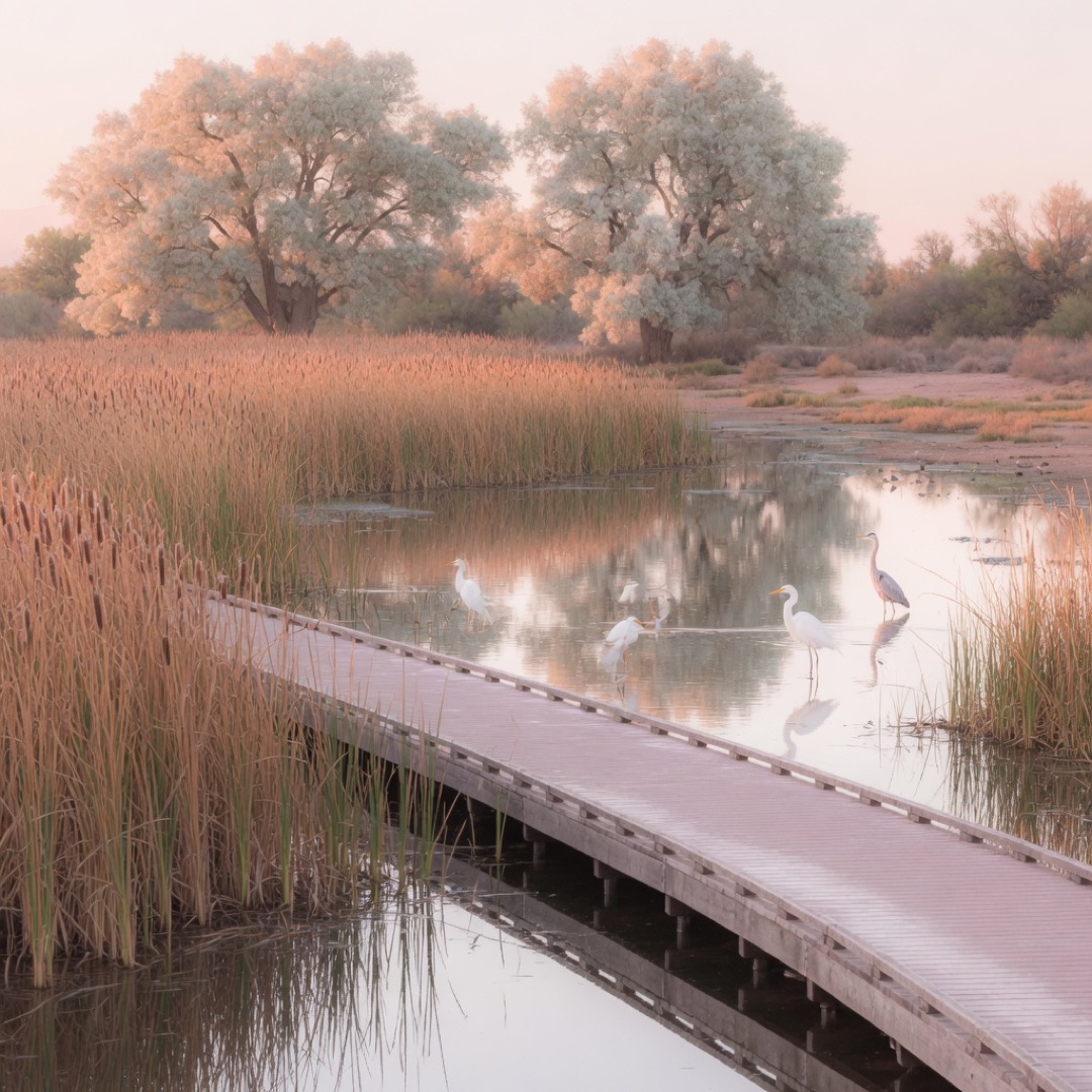 Paths at a bird preserve near Las Vegas