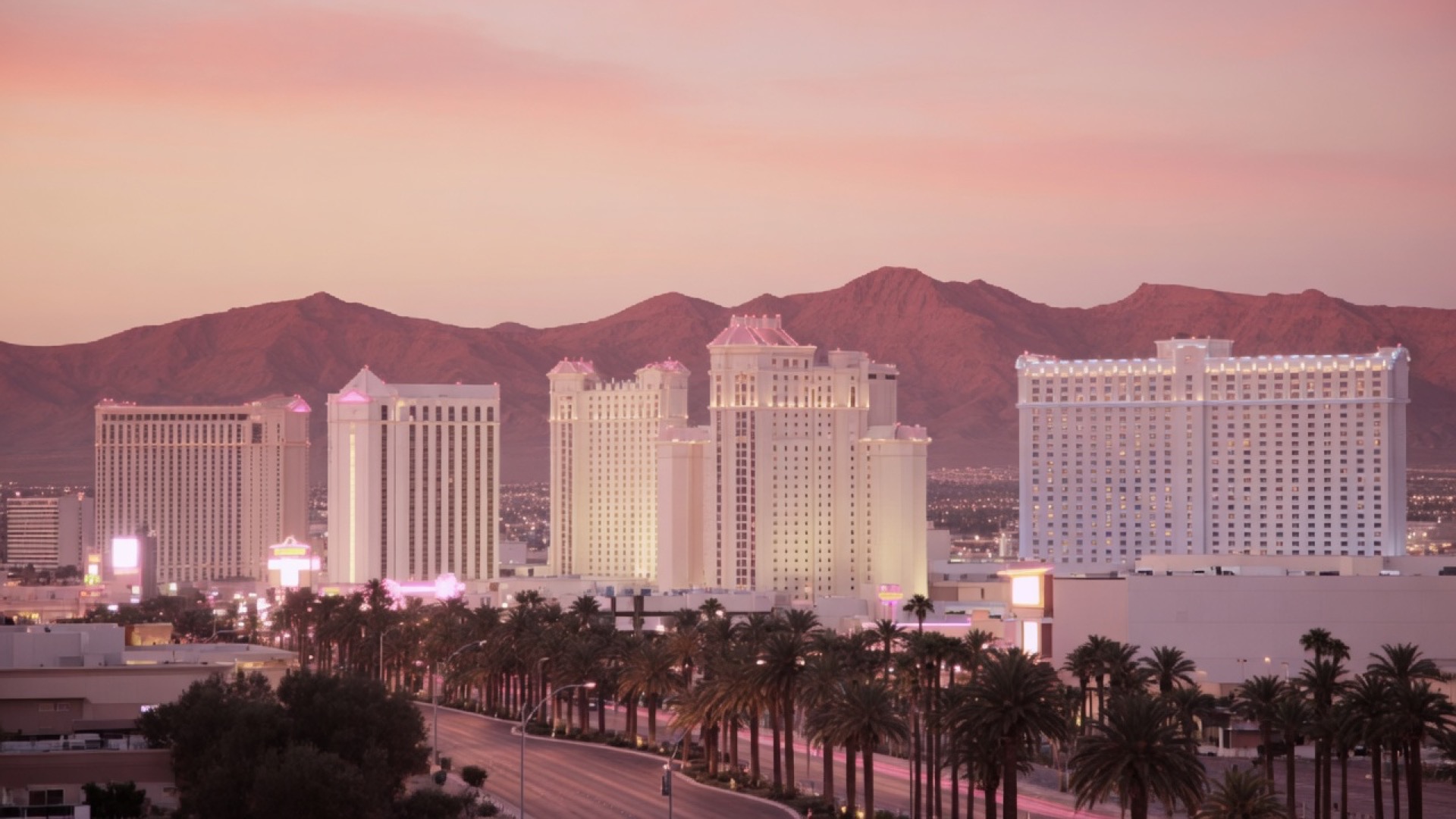 Desert dusk neon soft light over Las Vegas