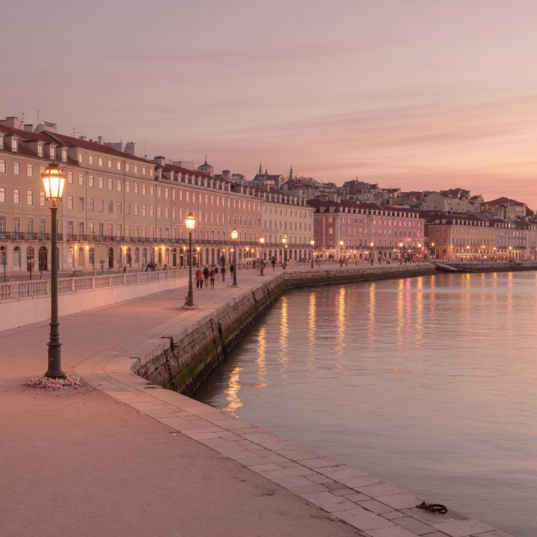 Evening promenade along the Tagus at Cais do Sodré