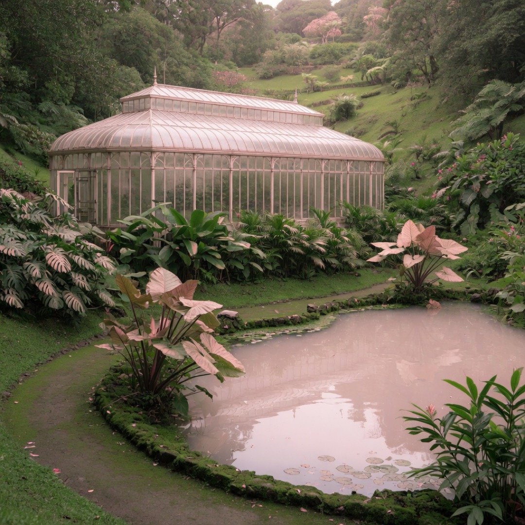 The green valley of Parque Eduardo VII with its hothouse lake