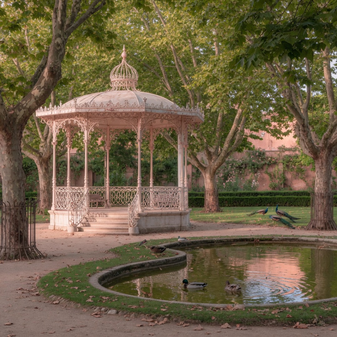 Bandstand and pond in the Jardim da Estrela garden