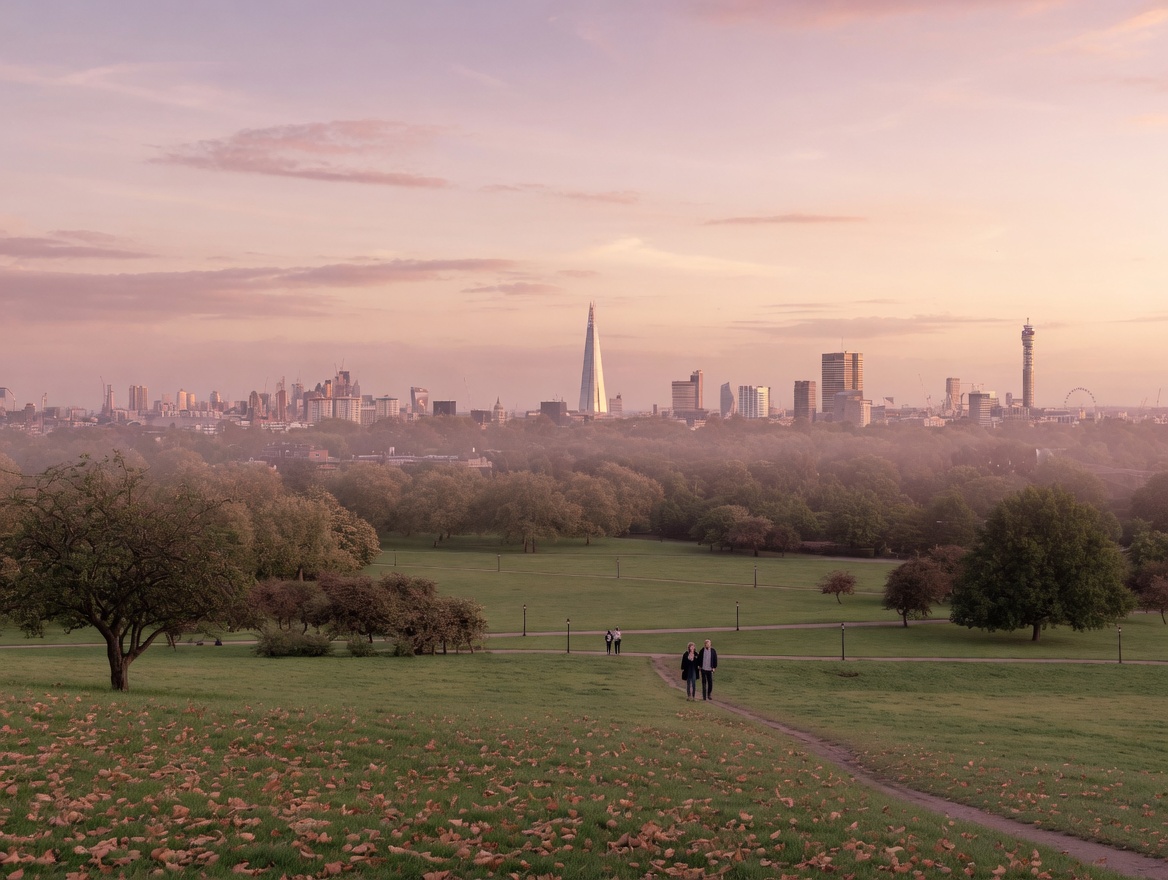 View over London from Primrose Hill at dusk