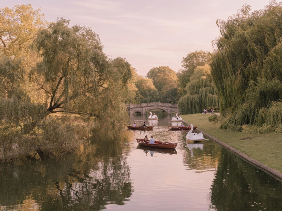 Boats on the lake in Regent's Park, London