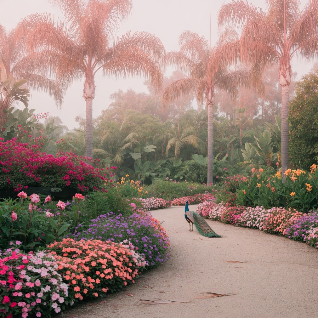 Garden paths and lawns at the Los Angeles County Arboretum