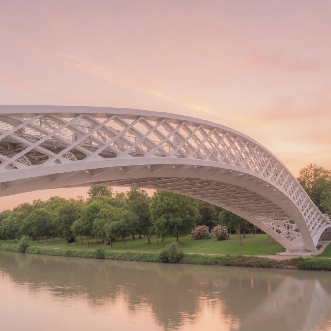 Puente Monumental de Arganzuela over the Manzanares at dusk