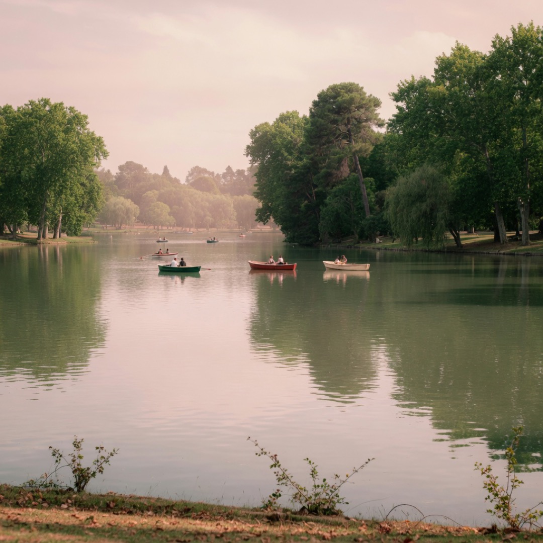 Lake and boat hire at Casa de Campo park, Madrid