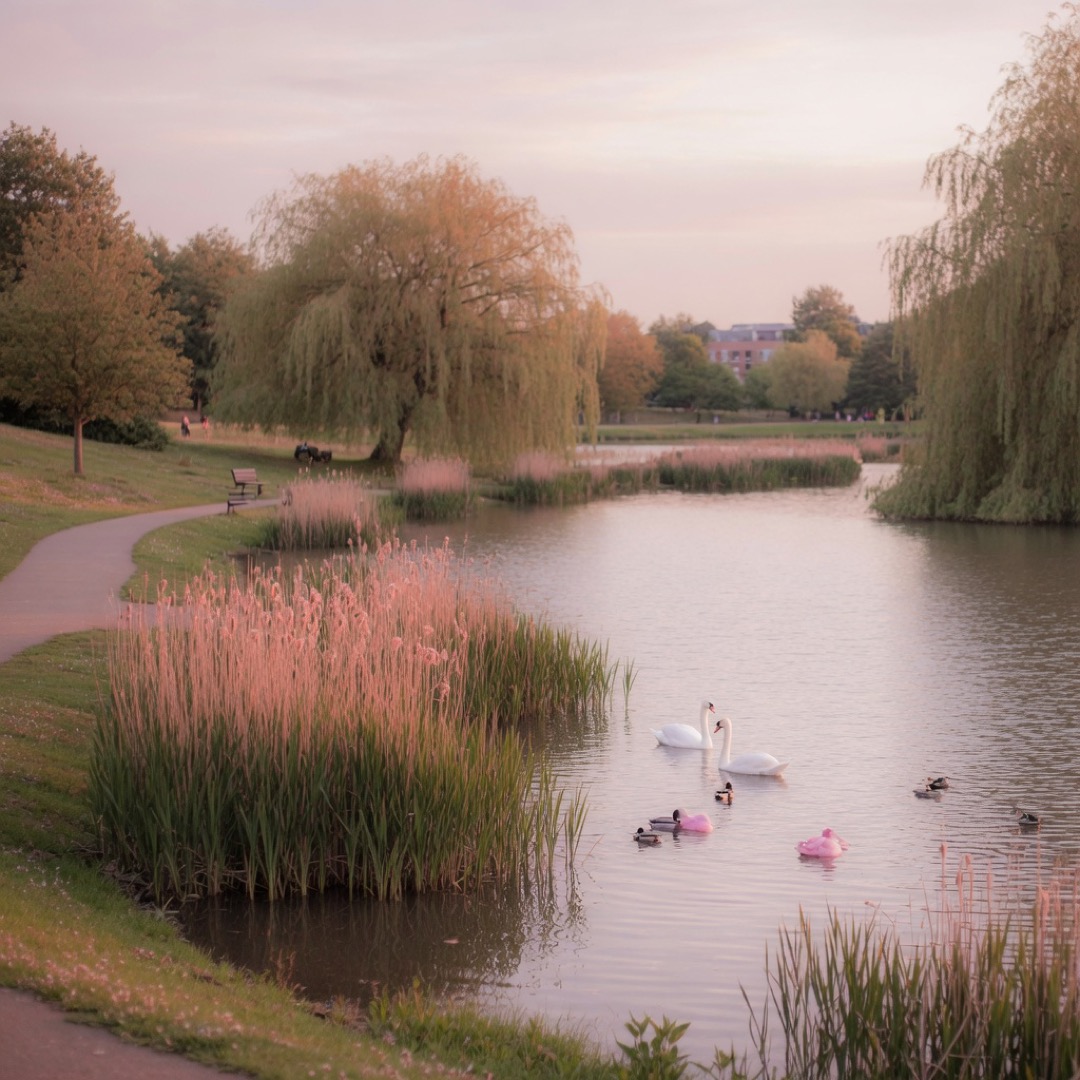 Water and paths at Sale Water Park