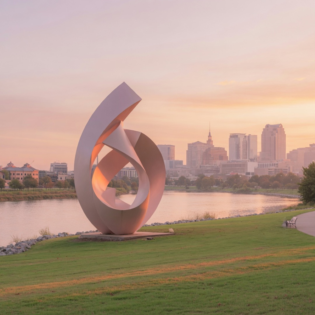 The riverside park of Birrarung Marr with the city skyline