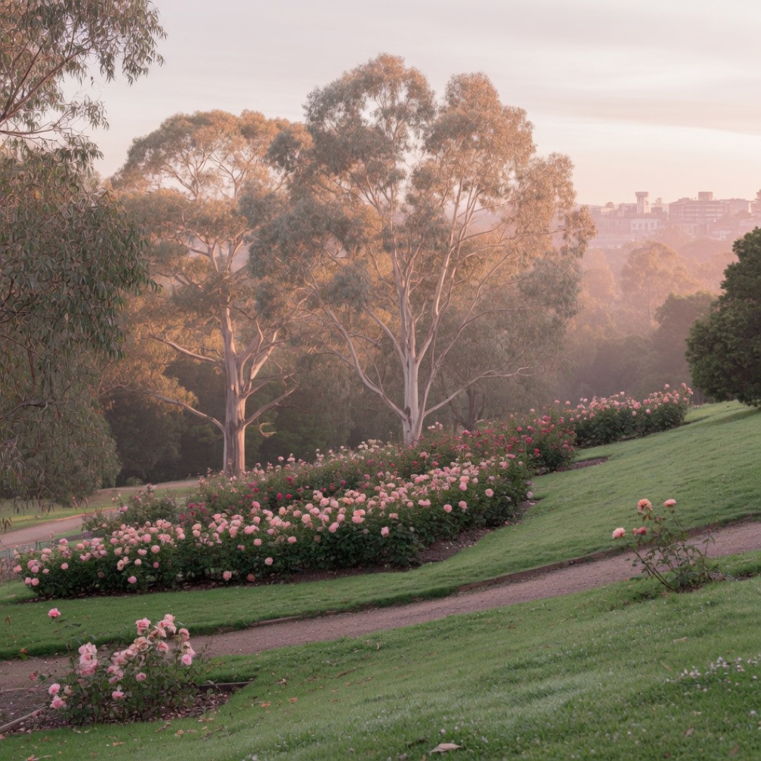 The lawns and trees of Flagstaff Gardens on the CBD edge