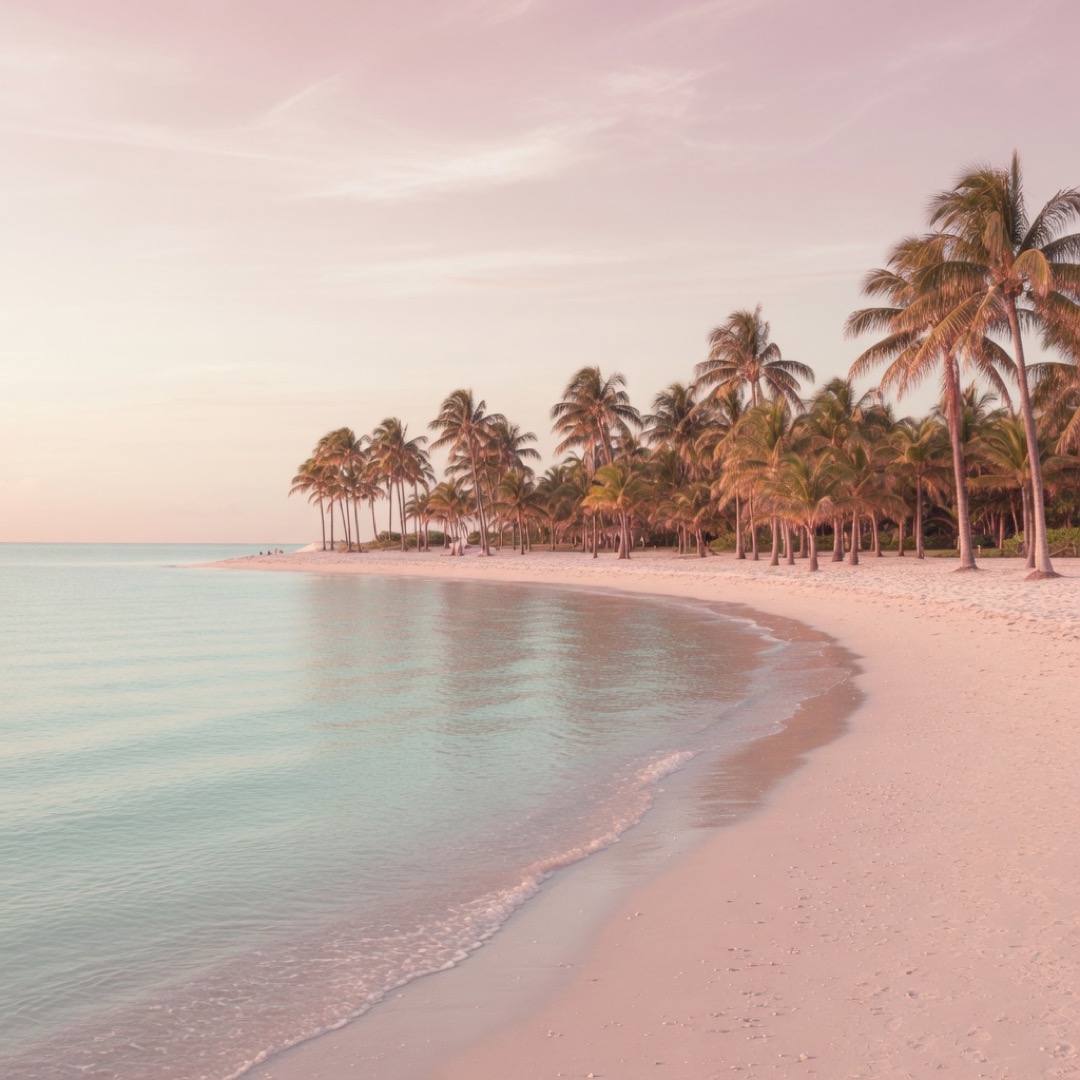 Beach edge and palms at Crandon Park, Key Biscayne