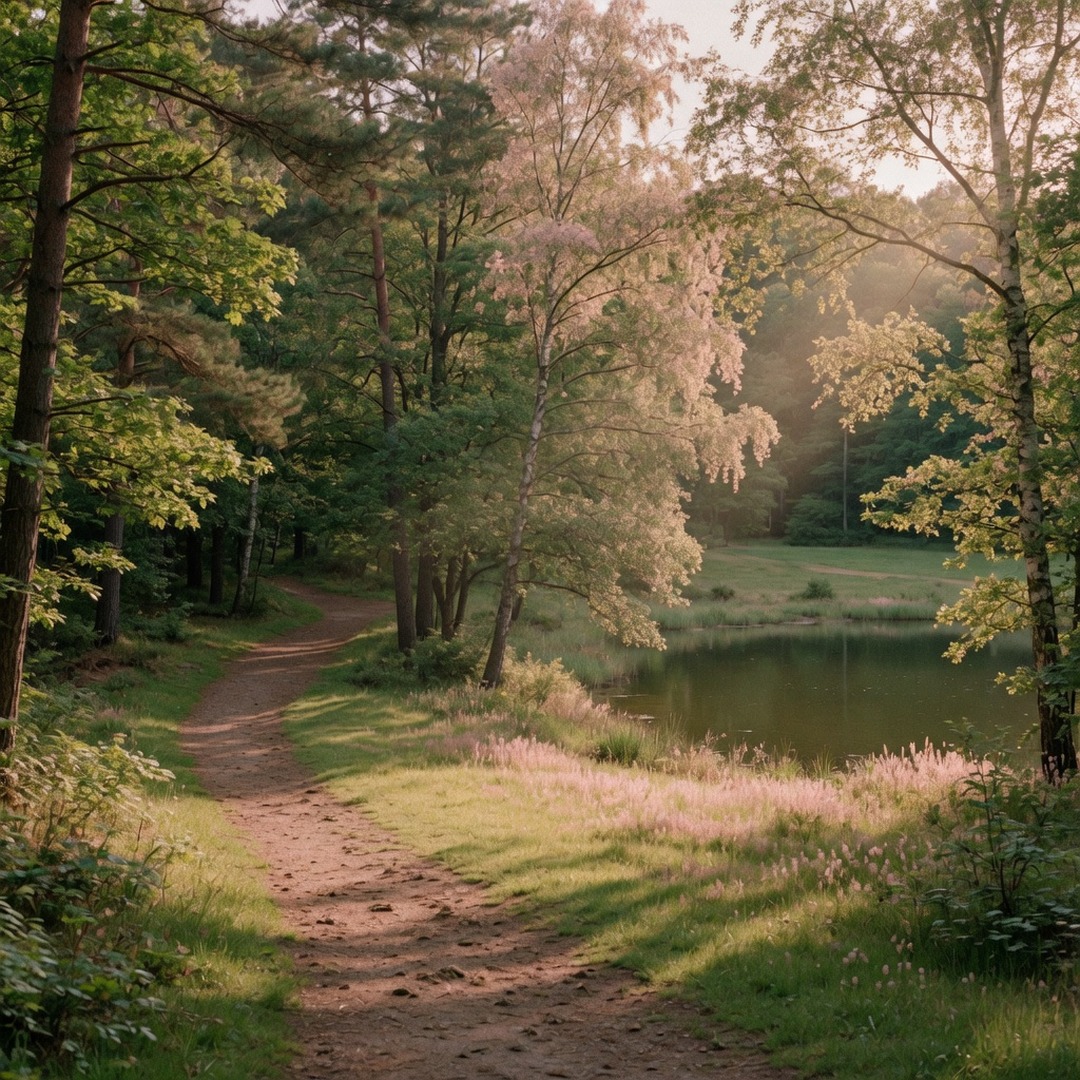 Forest paths and a meadow lake at Boscoincittà on Milan's west side