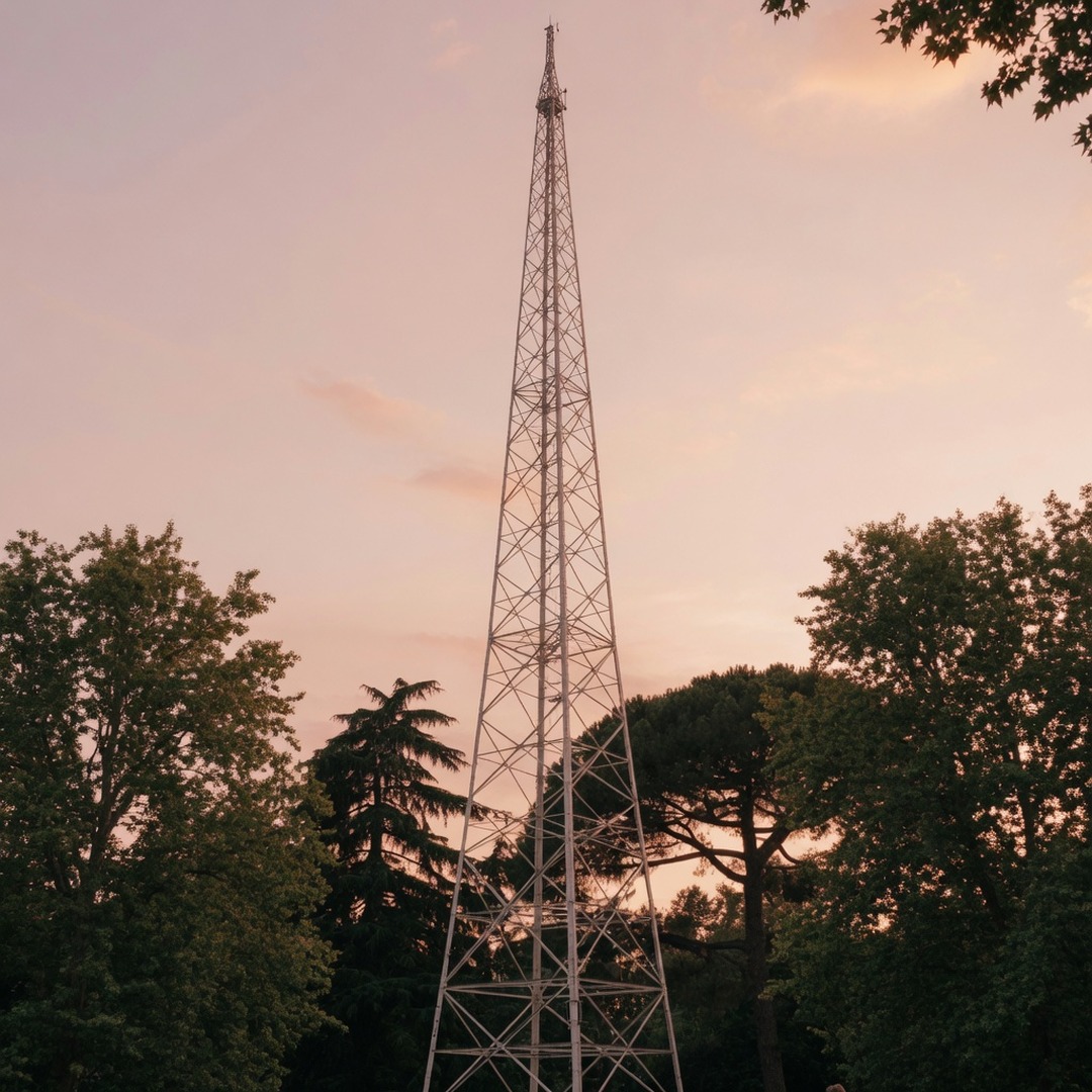 Torre Branca tower rising above Parco Sempione at dusk