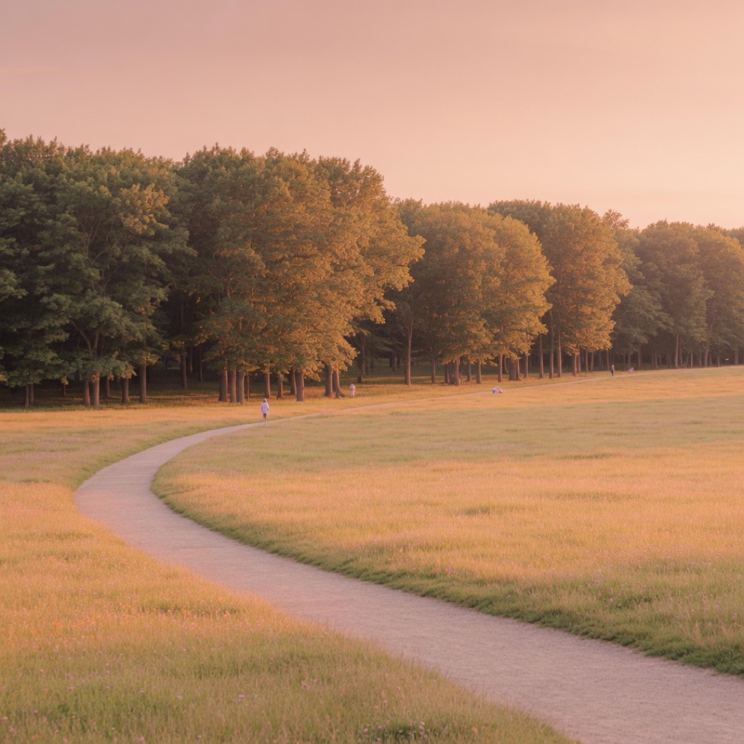 Open meadow and trees in Prospect Park, Brooklyn