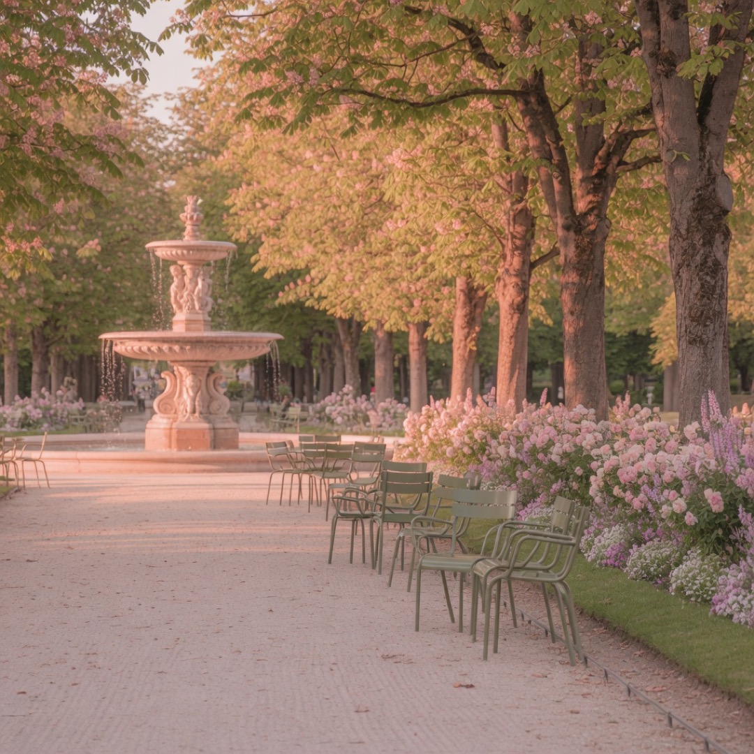 Garden paths and chairs in the Jardin du Luxembourg, Paris