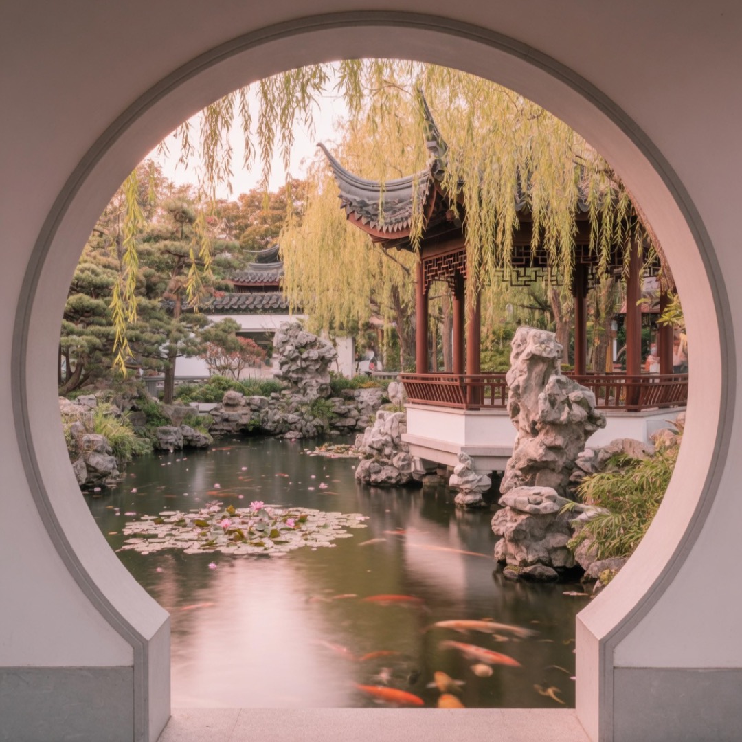 Courtyard garden paths at Lan Su, Portland