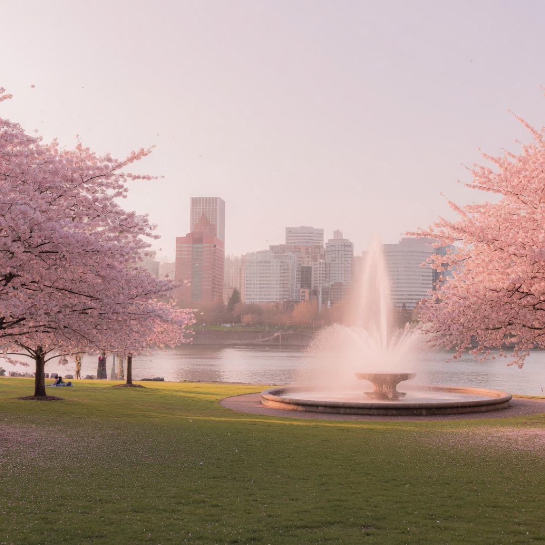 Lawn along the Willamette waterfront, Portland