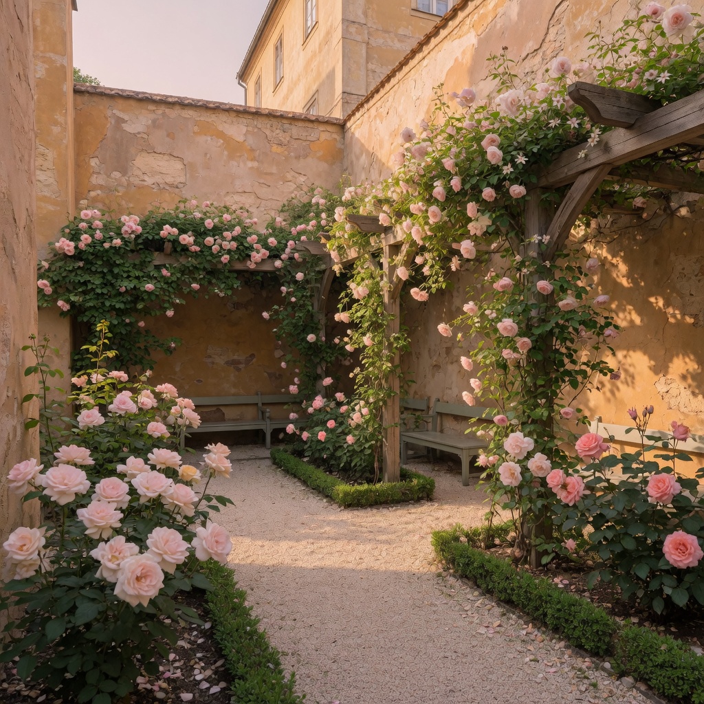 Rose garden and pergolas of the Franciscan Garden near Wenceslas Square