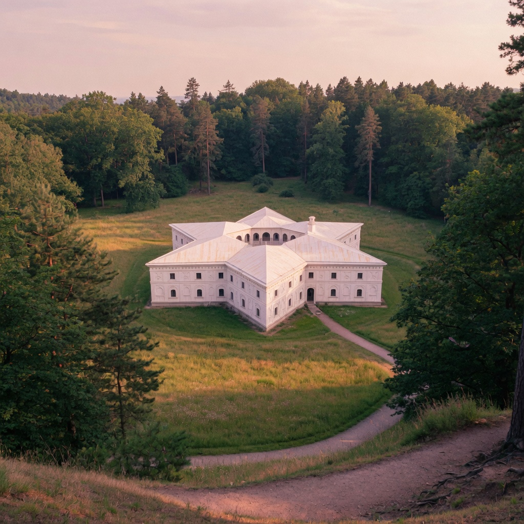 The six-pointed star palace rising above the meadow of Hvězda game reserve