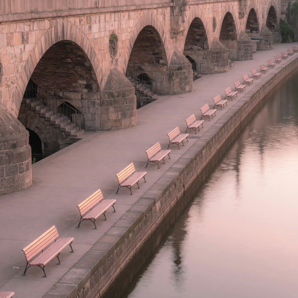 Evening light on the Náplavka embankment with Vyšehrad across the Vltava