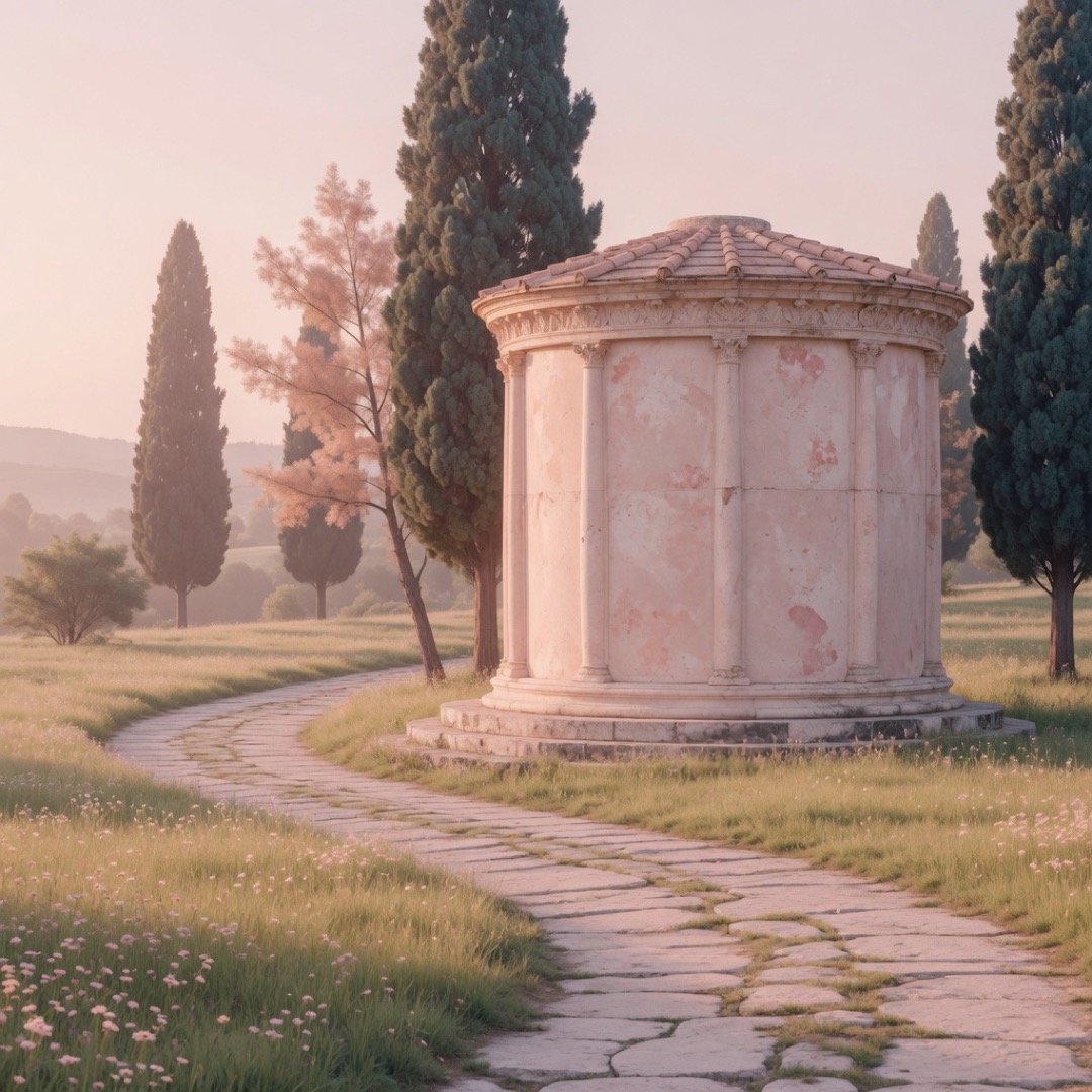 The cylindrical Mausoleo di Cecilia Metella on the Appian Way