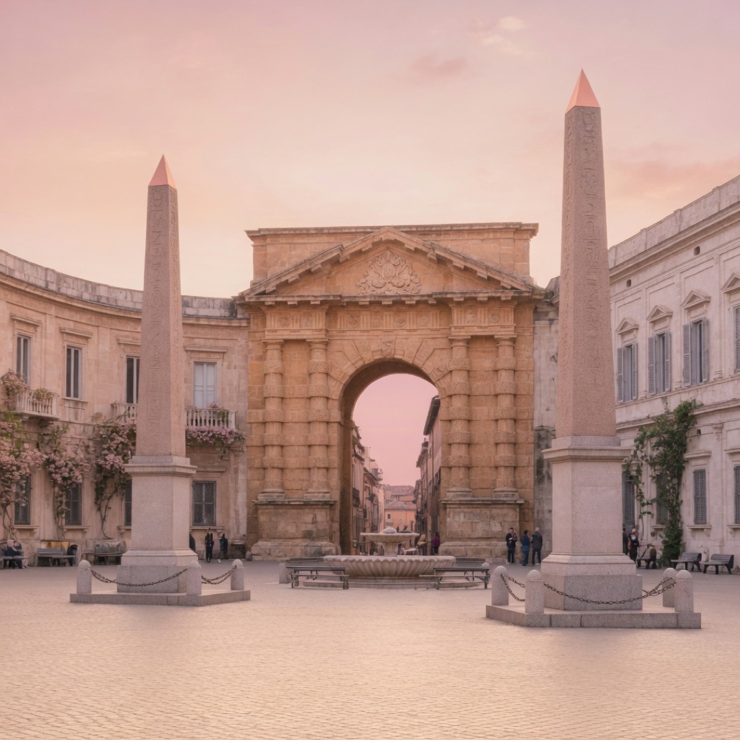 Piazza dei Cavalieri di Malta with obelisks and the famous keyhole gate