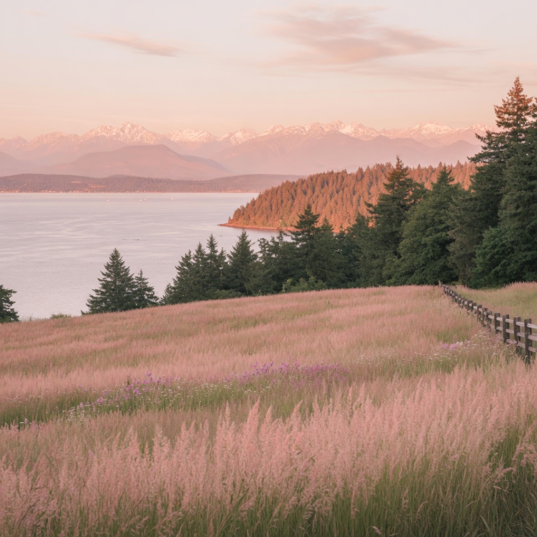 Meadow and trees at Discovery Park, Seattle