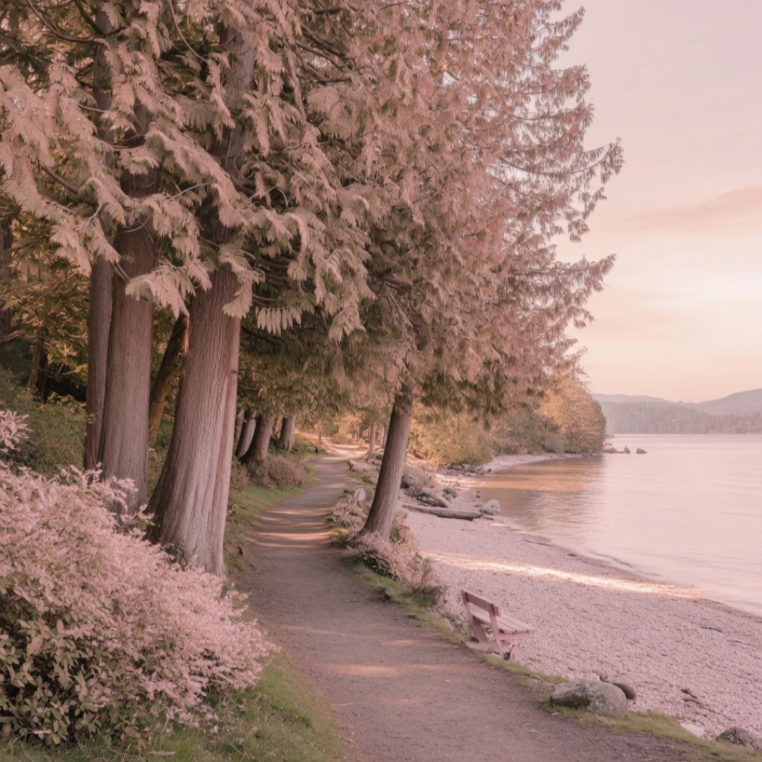 Peninsula path and trees at Seward Park, Seattle