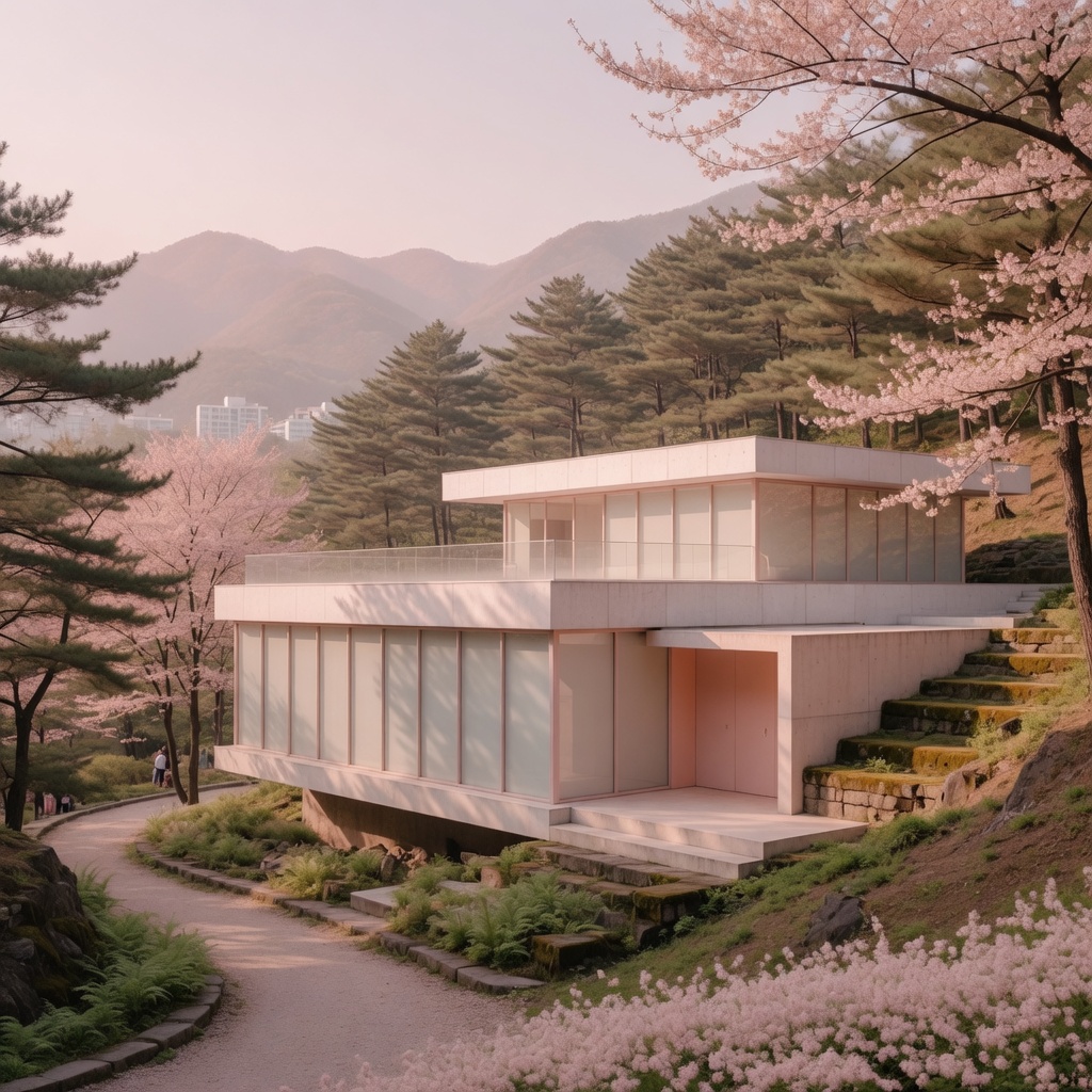 The Ahn Jung-geun Memorial Hall among the trees of Namsan Park