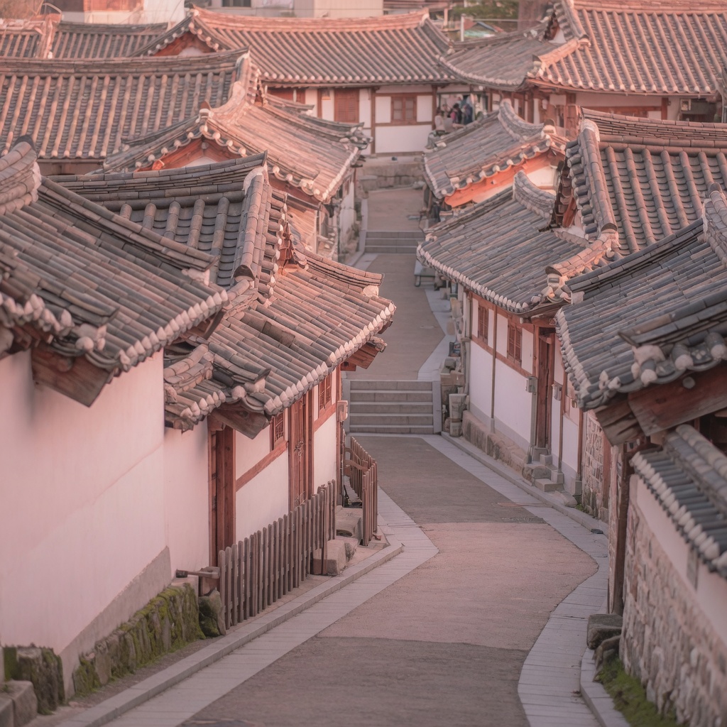 Traditional hanok rooftops and lanes in Bukchon Hanok Village