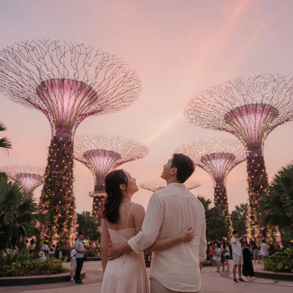 Singapore Botanic Gardens – Evening Walk from Nassim Gate — Soft Blush practical date pin