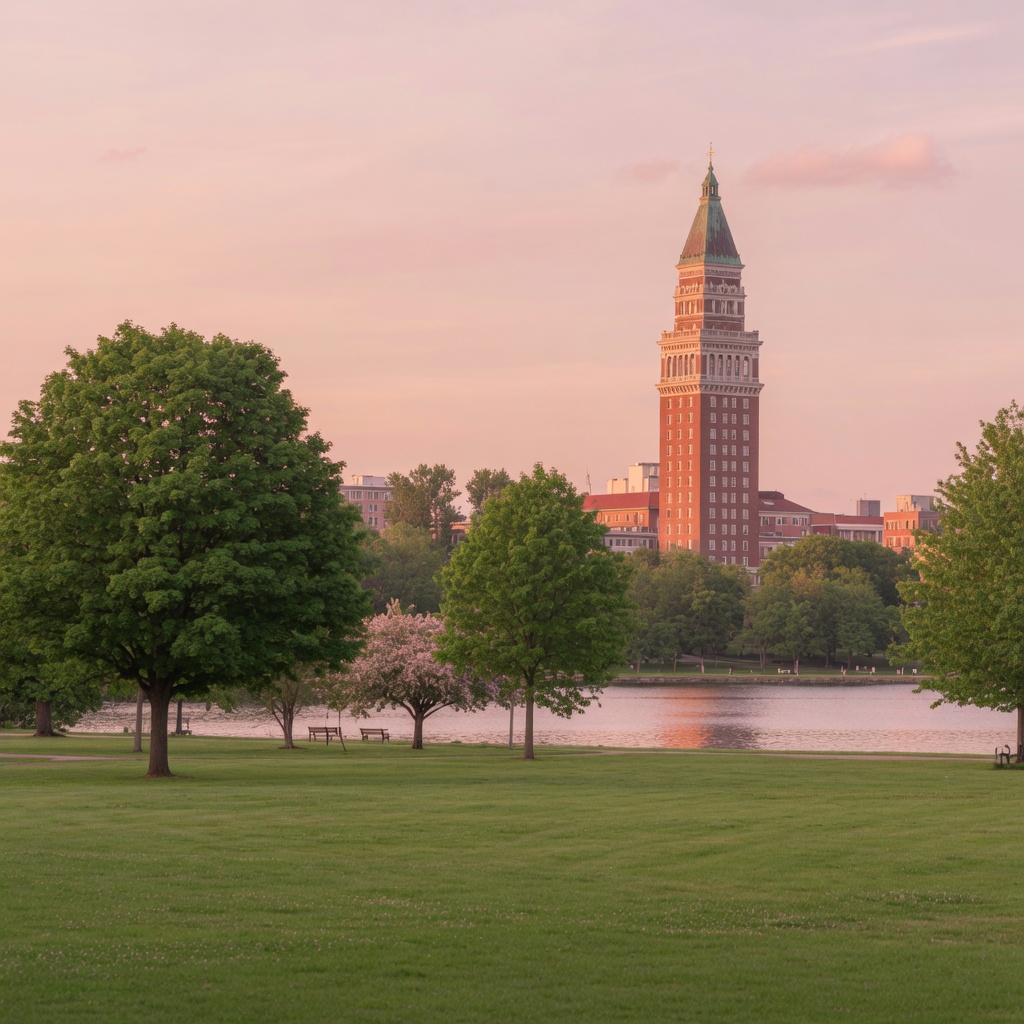 Summer lawns of Rålambshovsparken with the City Hall across the water